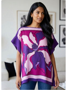Max & K Purple Pink Floral Tunic Top Plus Size 1X